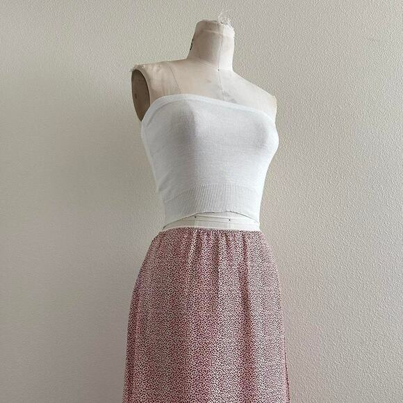 handmade coral pink all over print midi skirt - Picture 3 of 8